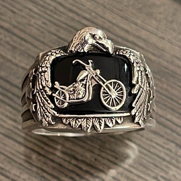 Bradford Exchange Ride Hard, Live Free" Motorcycle Men's Ring Size 14 - Picture 2 of 16